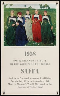 7k451 SAFFA 25x40 Swiss special poster 1958 Schweizeische Ausstellung fur Frauenarbeit, Amiet art!