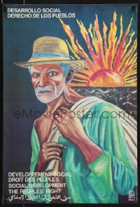 7k461 SOCIAL DEVELOPMENT THE PEOPLES' RIGHT 16x23 Cuban special poster 1995 Gladys Acosta art!