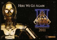7k469 STAR TOURS #0075/1723 13x19 special poster 2011 Star Wars & Disney, C-3PO, here we go again!