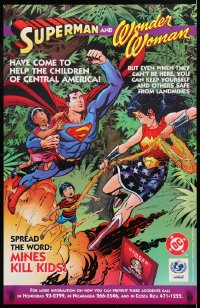 7k474 SUPERMAN & WONDER WOMAN THE HIDDEN KILLER 22x34 special poster 1998 image of him + Wonder Woman!