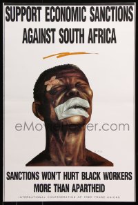 7k475 SUPPORT ECONOMIC SANCTIONS AGAINST SOUTH AFRICA 16x23 Dutch special poster 1980s Gal art!