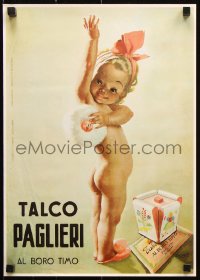 7k477 TALCO PAGLIERI 13x19 special poster 1980s Boccasille art of baby with powder!