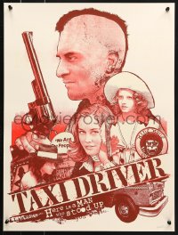 7k031 TAXI DRIVER signed #17/50 18x24 art print 2013 by Budich, Bloody Red Glow-in-the-Dark edition!