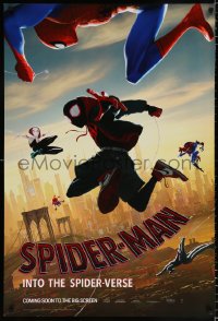 7k904 SPIDER-MAN INTO THE SPIDER-VERSE int'l teaser DS 1sh 2018 Nicolas Cage in title role, cast!