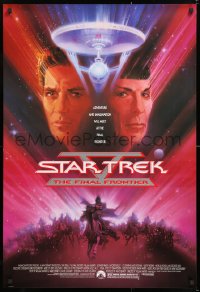 7k915 STAR TREK V 1sh 1989 The Final Frontier, art of William Shatner & Leonard Nimoy by Bob Peak!