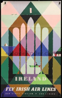 7k235 AER LINGUS IRELAND 25x40 Irish travel poster 1950s colorful Abram Games art!