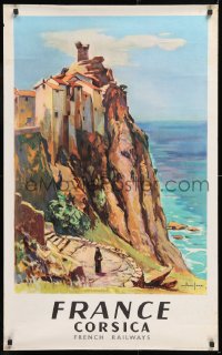 7k263 FRENCH NATIONAL RAILROADS 24x39 French travel poster 1958 Arthur Fages art of Corsica!