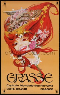 7k264 GRASSE 23x37 French travel poster 1970s wonderful colorful montage art by Carpenter!
