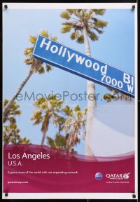 7k280 QATAR AIRWAYS LOS ANGELES 25x36 Qatari travel poster 2000s Hollywood street sign!