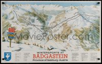 7k291 WINTERSPORTS AT BADGASTEIN 20x32 Austrian travel poster 1960s resort map by Gumpold!