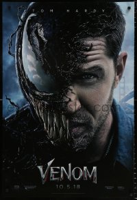 7k972 VENOM teaser DS 1sh 2018 Marvel, great image of Tom Hardy in the title role transforming!