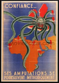 7k344 CONFIANCE 12x17 special poster 1990s great art of Churchill octopus w/tentacles chopped!