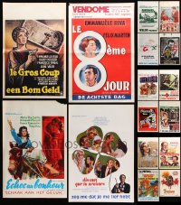 7m381 LOT OF 16 FORMERLY FOLDED VERTICAL BELGIAN POSTERS 1950s-1970s great images from a variety of movies!