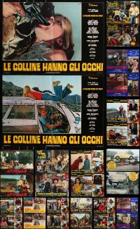 7m363 LOT OF 32 FORMERLY FOLDED 19X27 ITALIAN PHOTOBUSTAS 1960s-1970s a variety of movie scenes!