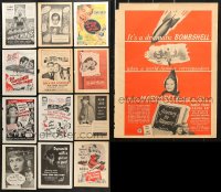 7m136 LOT OF 13 MAGAZINE ADS 1940s cool advertising for a variety of different movies!