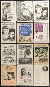 7m132 LOT OF 17 MAGAZINE ADS 1940s cool advertising for a variety of different movies!