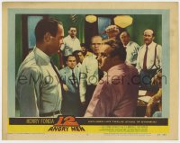 7p004 12 ANGRY MEN LC #8 1957 jurors watch Lee J. Cobb demonstrating knife motion to Henry Fonda!