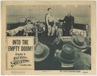 7p057 ATOM MAN VS SUPERMAN chapter 8 LC 1950 Kirk Alyn in costume congratulated, Into the Empty Doom!
