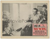 7p071 BEAT THE DEVIL LC R1963 seated Humphrey Bogart talks to Peter Lorre & two other men!