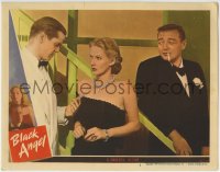 7p086 BLACK ANGEL LC #6 1946 June Vincent between Dan Duryea & smoking Peter Lorre!