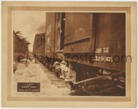 7p112 BURN 'EM UP BARNES LC 1921 great image of Johnny Hines & Breese stowing away under train!