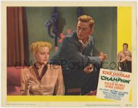 7p141 CHAMPION LC #3 1949 boxer Kirk Douglas stares at sexy smoking Marilyn Maxwell, classic noir!