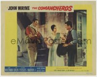7p158 COMANCHEROS LC #1 1961 pretty Ina Balin between John Wayne & Stuart Whitman, Michael Curtiz!