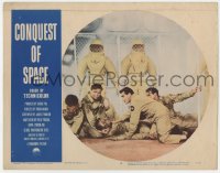 7p170 CONQUEST OF SPACE LC #4 1955 astronauts helping man who is burned, George Pal produced!
