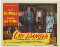 7p182 CRY DANGER LC #2 1951 great film noir image of Dick Powell loading gun + sexy Rhonda Fleming!