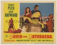 7p197 DAVID & BATHSHEBA LC #6 1951 Gregory Peck & sexy Susan Hayward in chariot, Biblical epic!