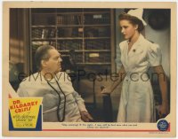 7p240 DR. KILDARE'S CRISIS LC 1940 Lionel Barrymore tells sexy nurse Laraine Day to stop worrying!