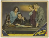 7p262 EYES IN THE NIGHT LC 1942 Edward Arnold as blind detective, Donna Reed, Harding, Denny & dog!