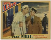 7p273 FEET FIRST LC 1930 c/u of Harold Lloyd in trademark glasses listening to sailor Noah Young!