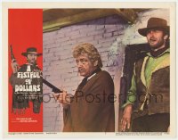 7p286 FISTFUL OF DOLLARS LC #5 1967 close up of Wolfgang Lukschy & Clint Eastwood smoking cigar!