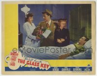7p333 GLASS KEY LC 1942 Brian Donlevy & Veronica Lake visit wounded Alan Ladd in hospital!