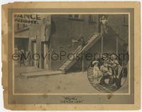 7p355 HANDS OFF LC 1921 great image of cowboy Tom Mix watching bad guy slide down stairs!