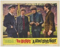 7p358 HARD DAY'S NIGHT LC #7 1964 great close up of all four Beatles standing around outside!