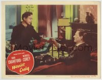 7p361 HARRIET CRAIG LC #7 1950 smiling Joan Crawford accepts a drink from Wendell Corey on couch!