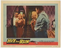7p381 HIT & RUN LC #7 1957 c/u of Hugo Haas & sexy Cleo Moore standing in front of a mirror!