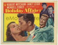 7p386 HOLIDAY AFFAIR LC #5 1949 best romantic close up of Robert Mitchum & pretty Janet Leigh!