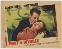 7p411 I WANT A DIVORCE LC 1940 best romantic close up of Dick Powell & sexy Gloria Dickson!