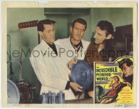 7p420 INCREDIBLE PETRIFIED WORLD LC 1959 close up of John Carradine with Robert Clarke in lab!