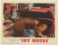 7p442 JOY HOUSE LC #4 1964 Jane Fonda watches Alain Delon hide dead bodies in trunk of car!