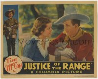 7p447 JUSTICE OF THE RANGE LC 1935 romantic close up of cowboy Tim McCoy & pretty Billie Seward!