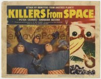 7p453 KILLERS FROM SPACE LC #1 1954 best c/u of bulb-eyed men who invade Earth from flying saucers!
