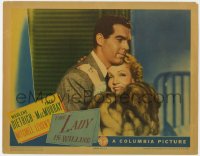 7p475 LADY IS WILLING LC 1942 close up of Fred MacMurray & Marlene Dietrich in fur embracing!