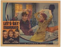 7p493 LET'S GET MARRIED LC 1937 wacky image of Ida Lupino & Ralph Bellamy having a pillow fight!