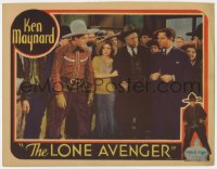 7p508 LONE AVENGER LC 1933 Muriel Gordon & crowd watch Ken Maynard confront the bad man!
