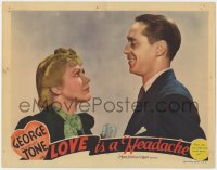 7p518 LOVE IS A HEADACHE LC 1938 c/u of Franchot Tone smiling down at irritated Gladys George!