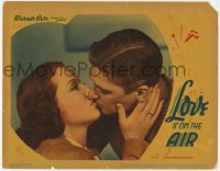 7p520 LOVE IS ON THE AIR LC 1937 portrait of young Ronald Reagan & pretty June Travis kissing!